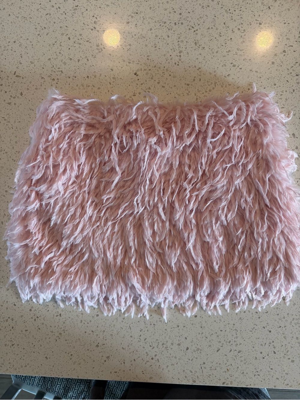 naked wardrobe Blush Pink Faux Fur Mini Skirt S